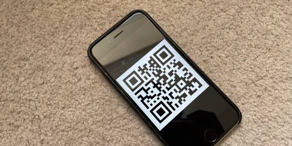 QR code on iPhone screen