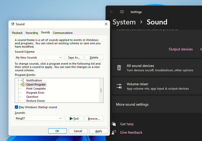 Setting a New Sound for Event with No Preset Sound