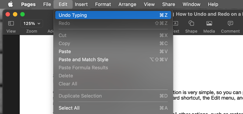 How to Undo and Redo on a Mac