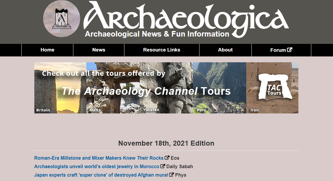 Screenshot of Archaeologica Website