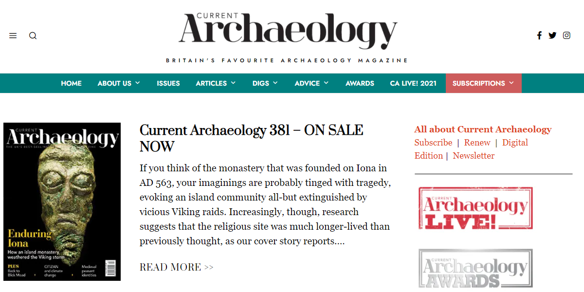 Screenshot of Current Archaeology