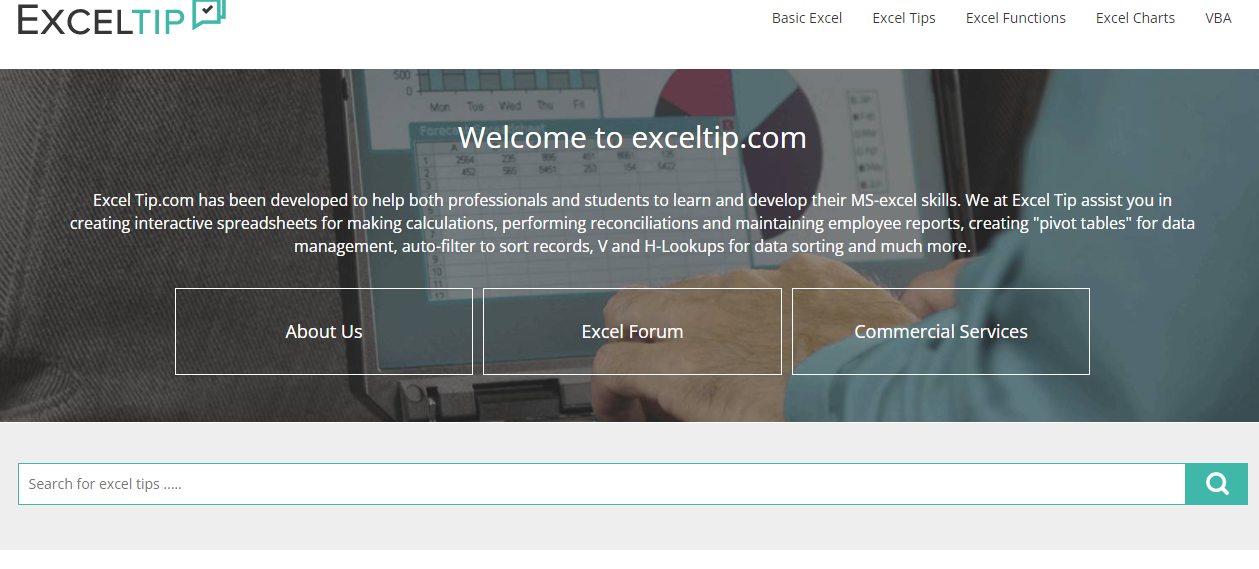 Screenshot of Excel Tip website