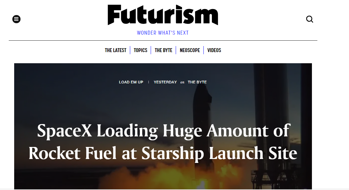 Screenshot of Futurism Website