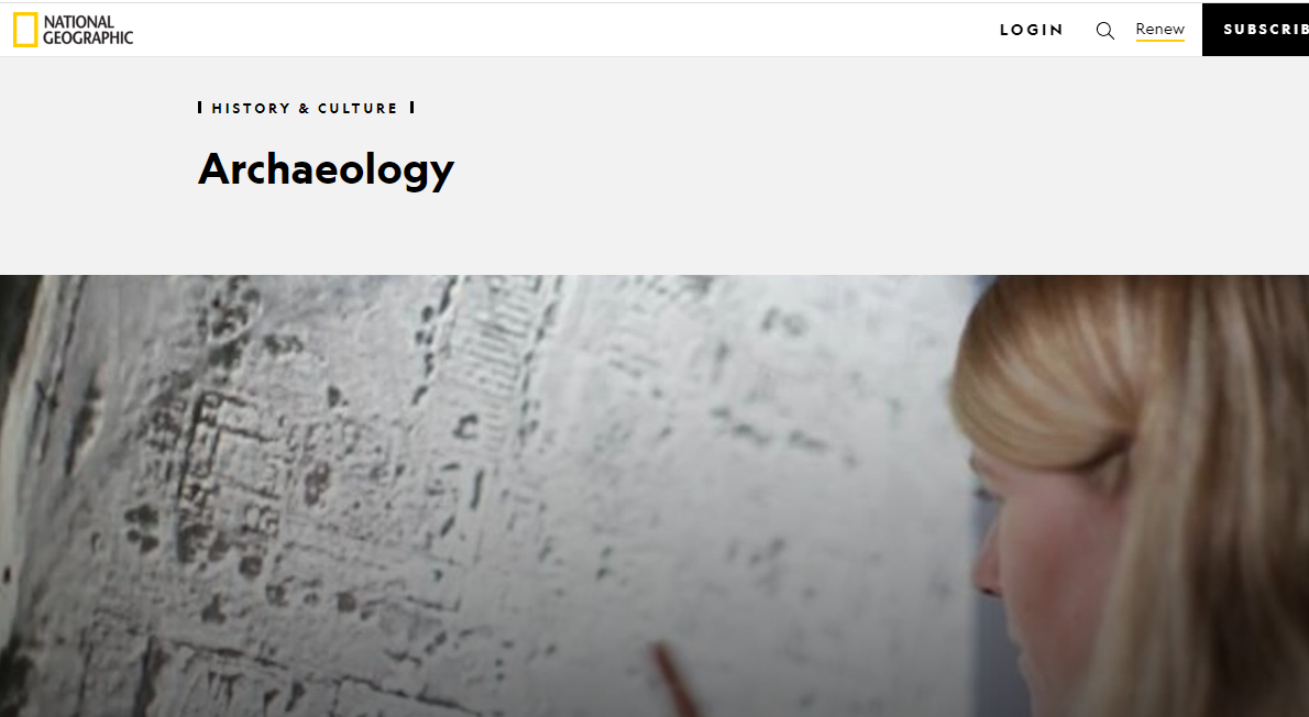 Screenshot of national geographic archaeology section