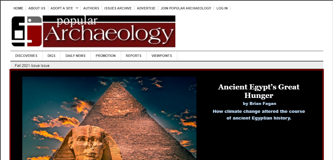 Screenshot of Popular Archaeology Website