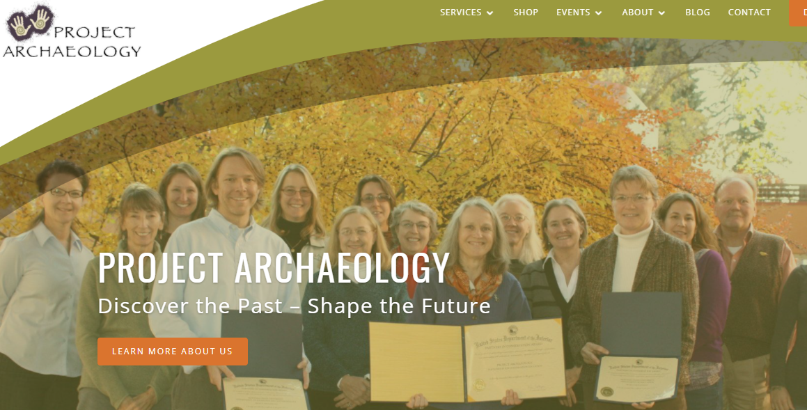 Screenshot of Project Archaeology Website