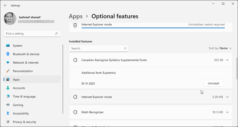 How to Add or Remove Optional Features in Windows 11