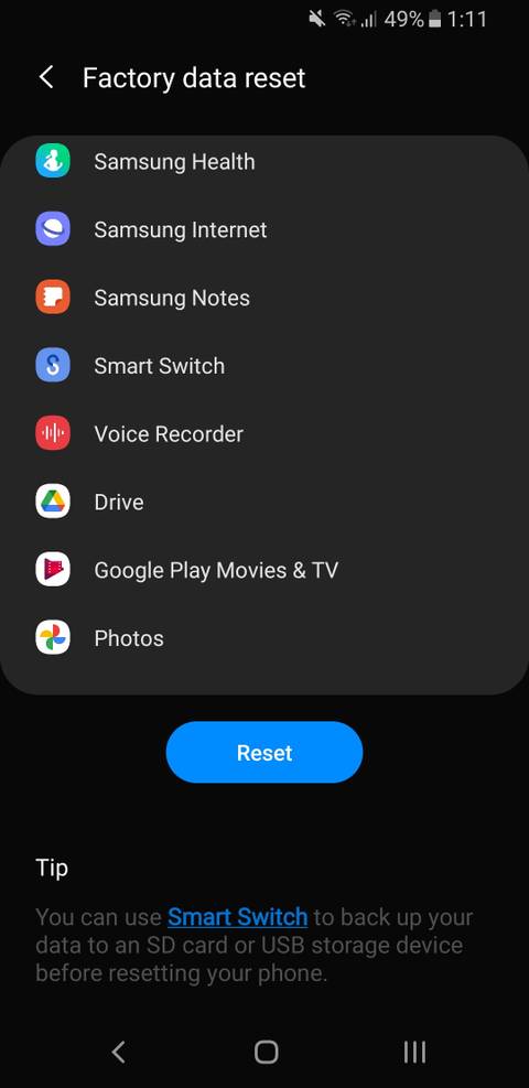 samsung phone factory data reset