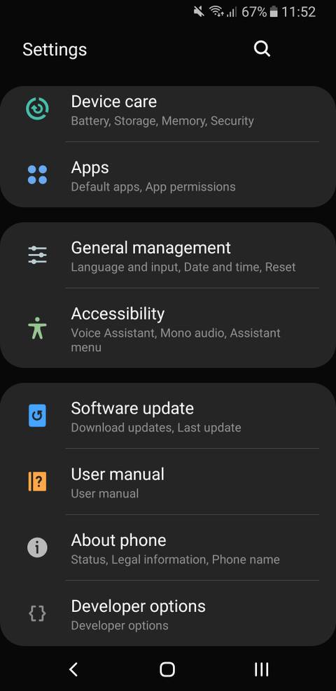 samsung phone further settings