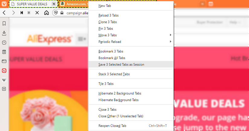 Vivaldiブラウザのセッション保存機能