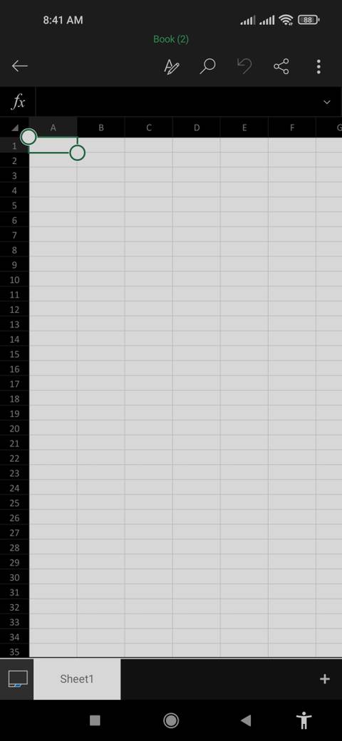 Excel tap on A with pen icon