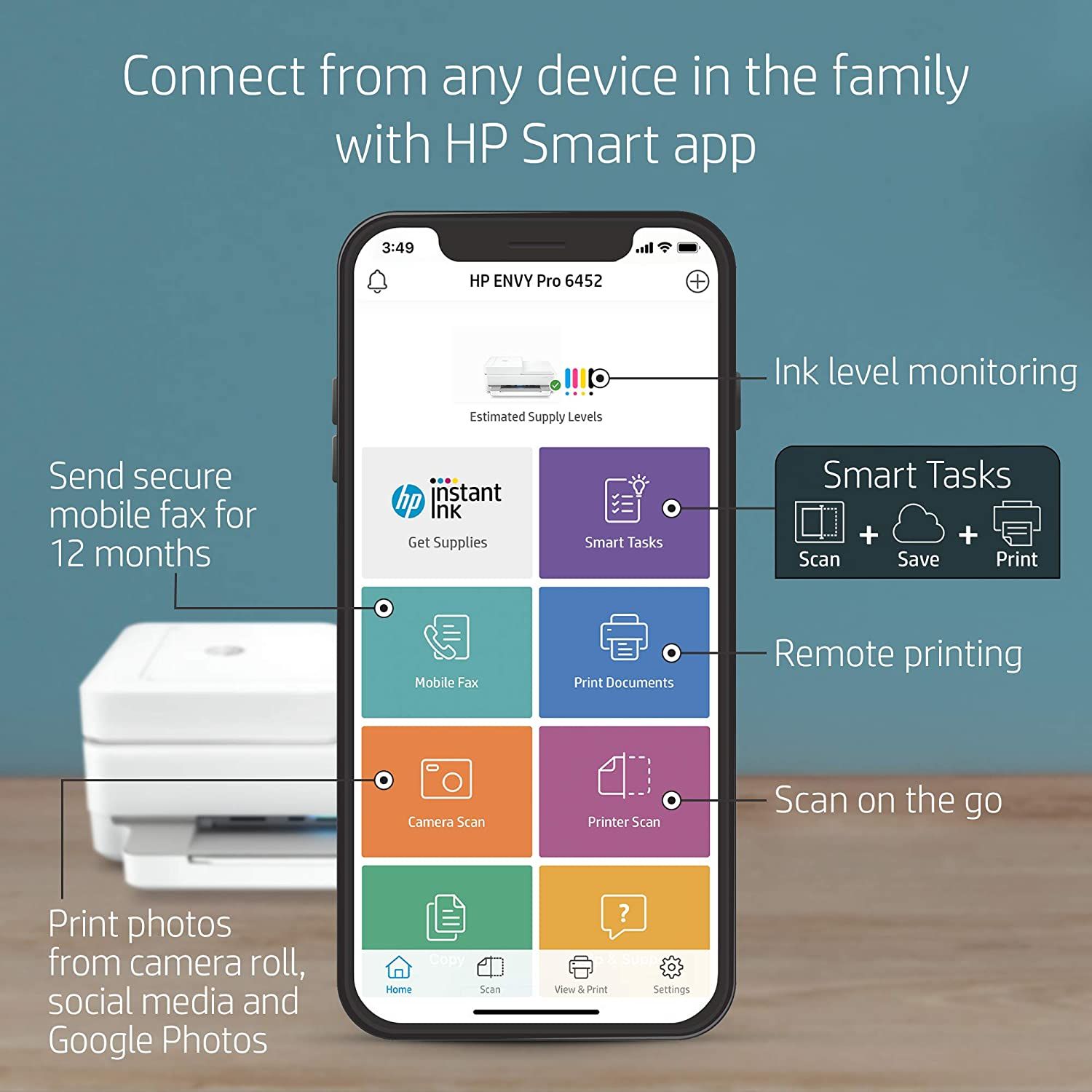 HP Wireless Inkjet Color Printer mobile printing feature