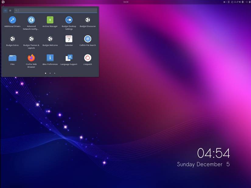 Linux Ubuntu Budgie desktop interface