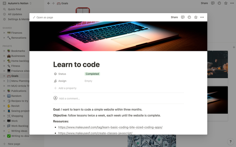 How to Set and Track Your Goals Using Notion
