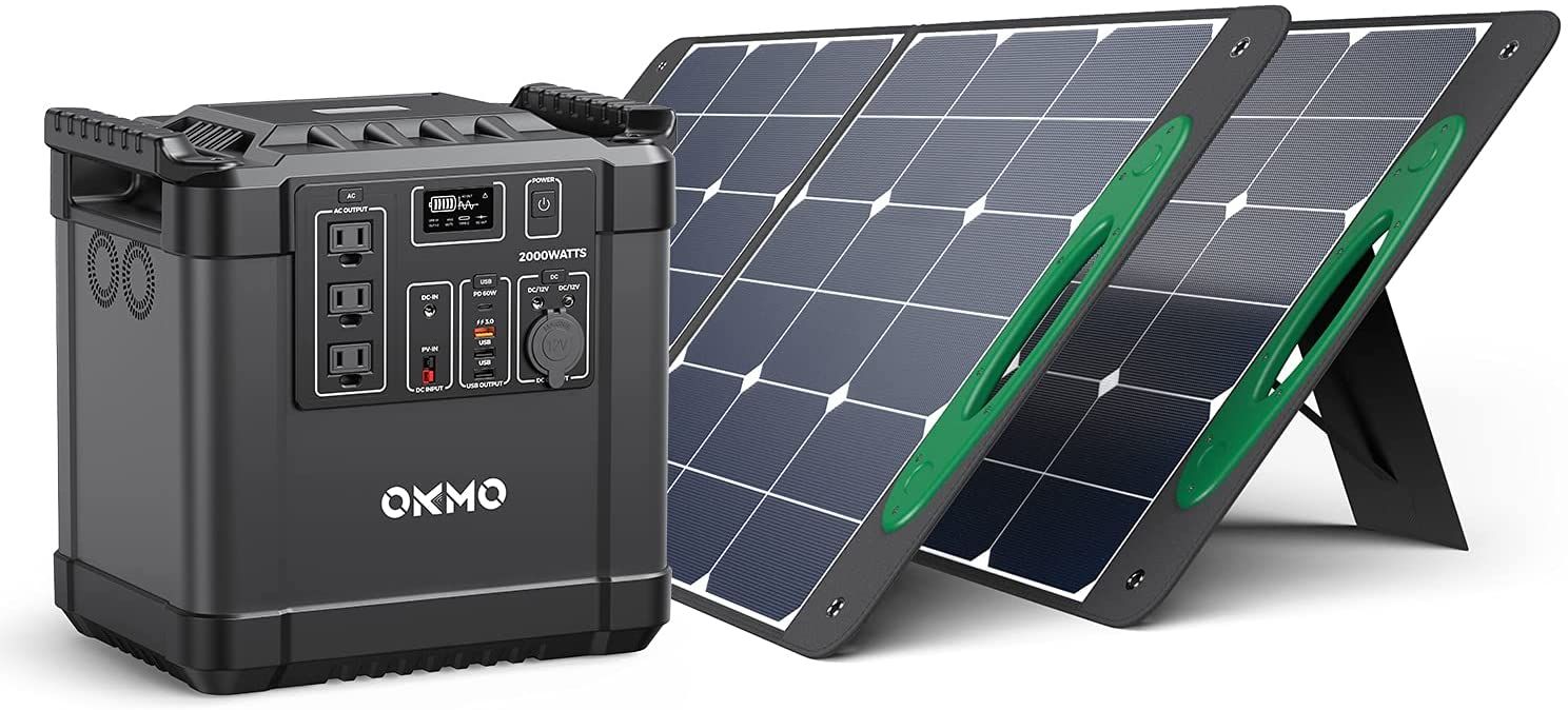 OKMO 2220Wh Solar Generator with solar panels
