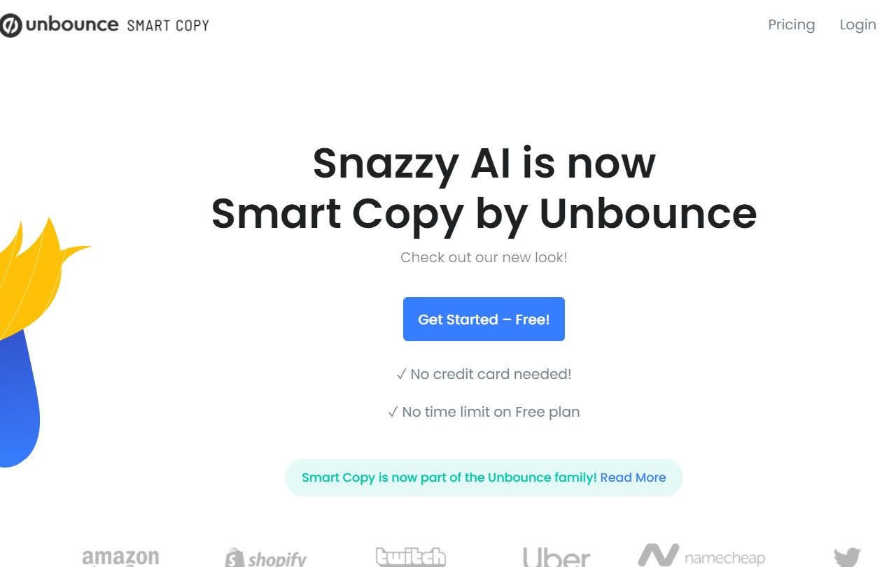 Snazzy AI email writing tool webpage