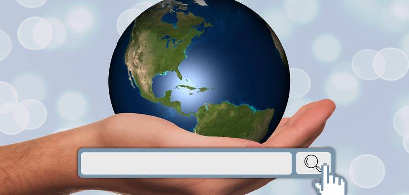 World map on a palm