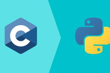 A c logo alongside a Python logo