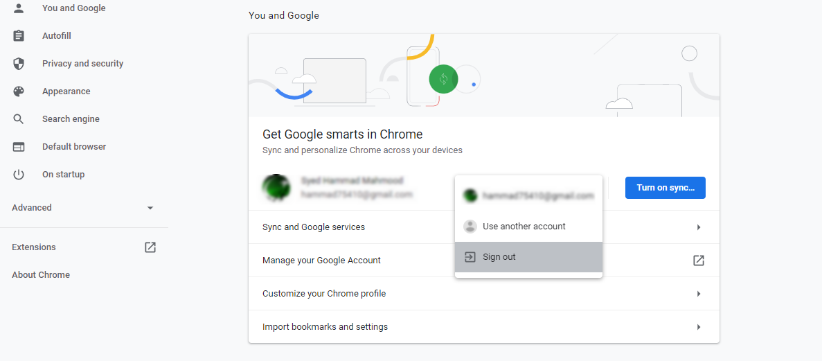 Chrome-Profil abmelden