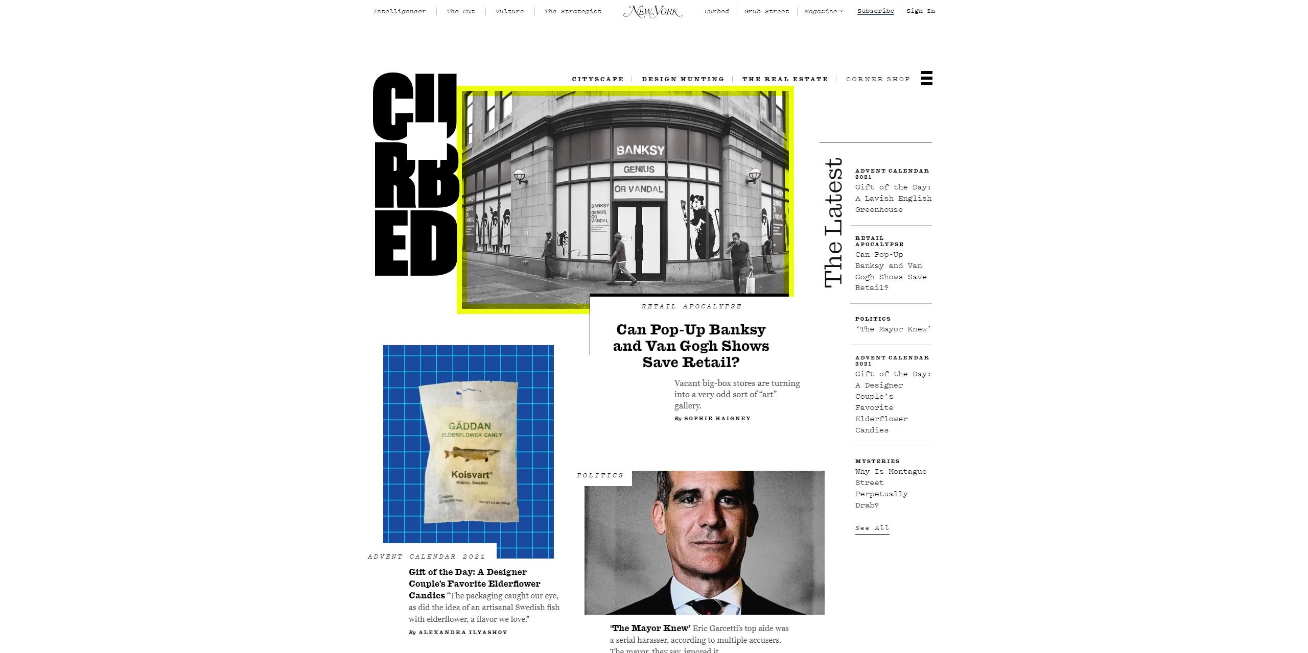 Screenshot of Curbed's home page
