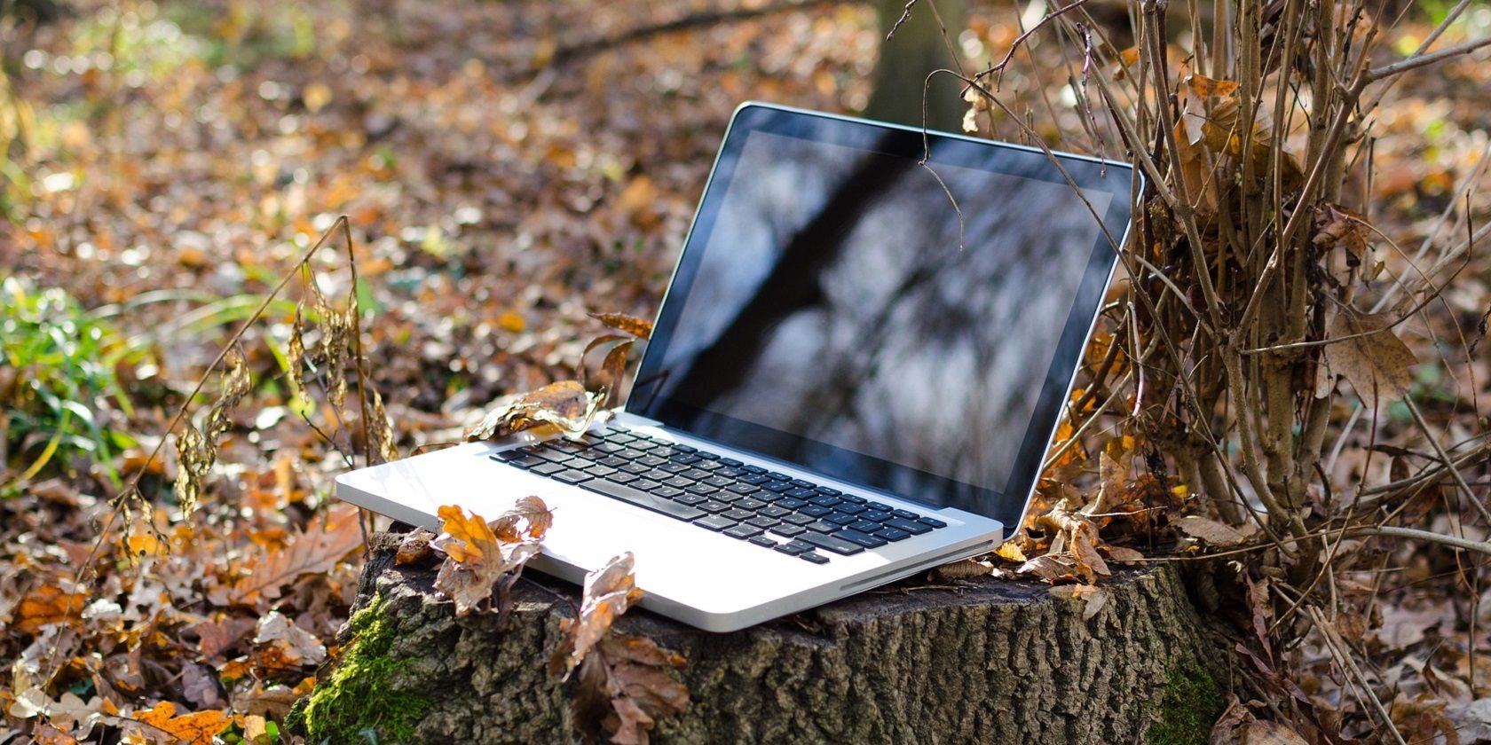 A laptop in a remote place