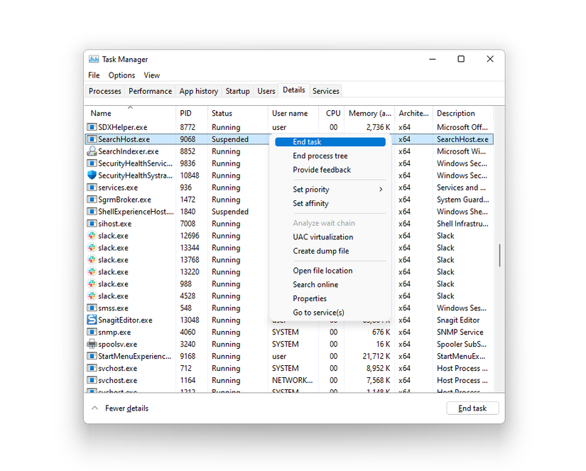 Task Manager. Search Bar 11 Ways to Fix the Windows Search Bar Not Showing or Working on Windows 11