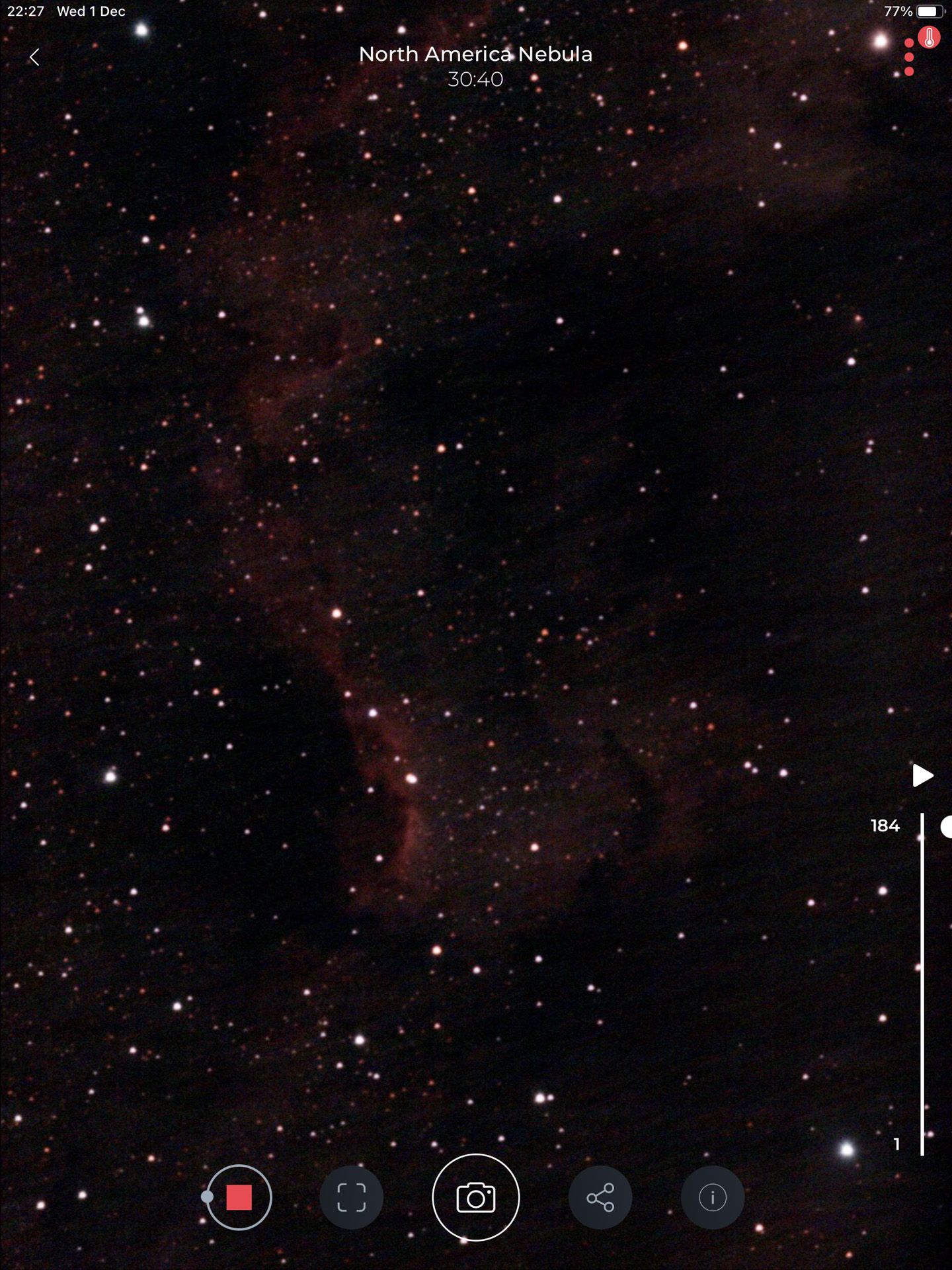 stellina app - north american nebula 186 photos