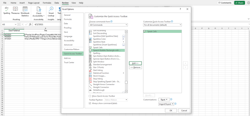 How to Get Microsoft Excel to Speak Your Data Aloud