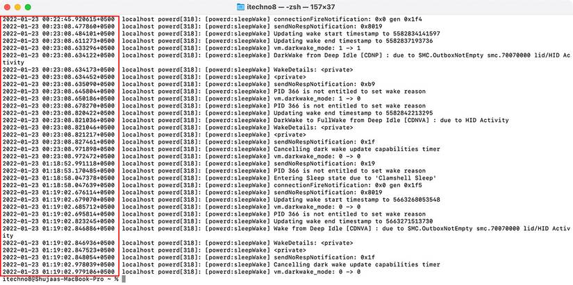 Power Logs in Terminal