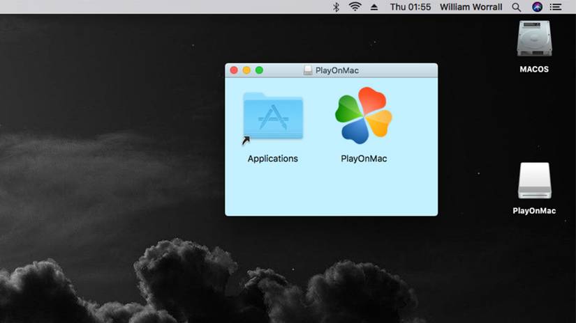 MacOS With PlayOnMac DMG mounted ready to install