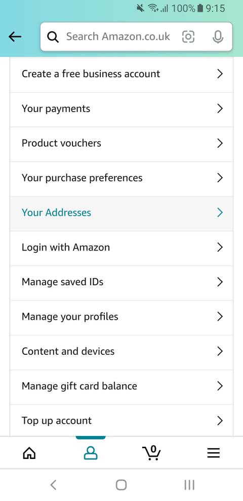 amazon mobile your account
