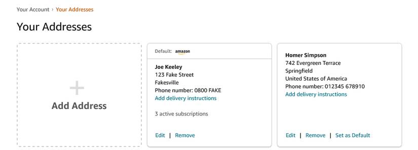 amazon your addresses