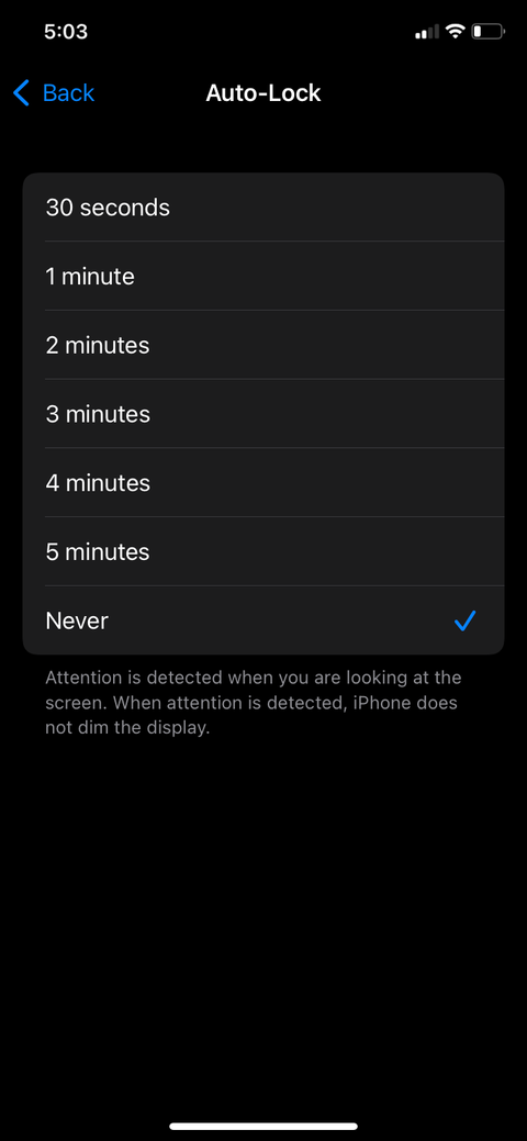 auto-lock timings