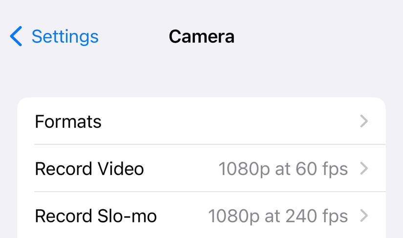 camera settings iphone