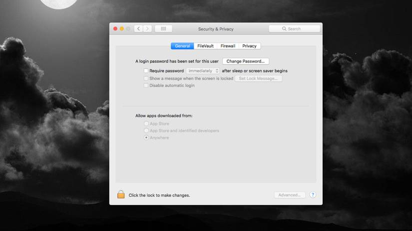 iMac Security and Privacy Menu Showing Allow All