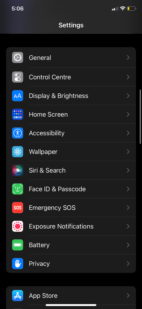 iPhone display and battery settings