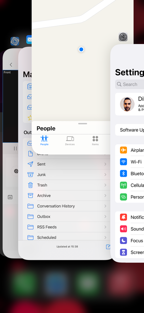 Force-quitting an app on iPhone.