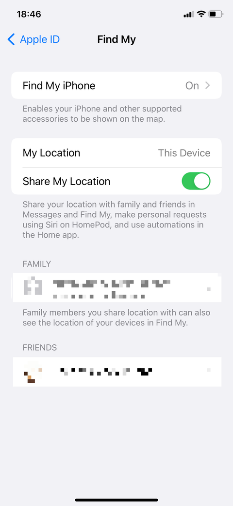 Find My preferences.
