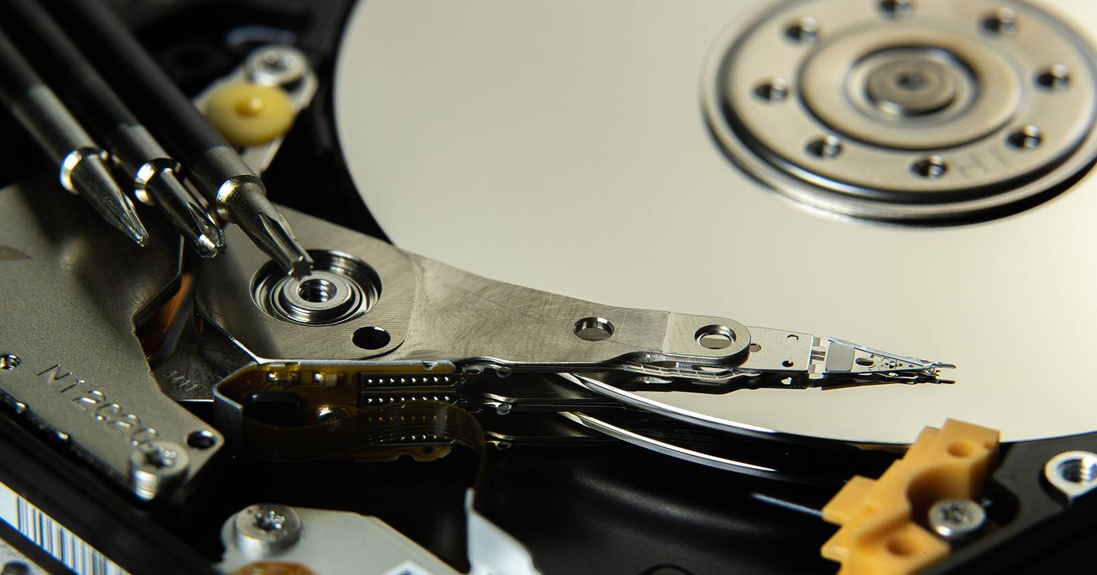 Close up of a hard drive