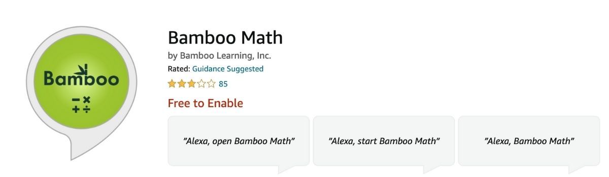 Bamboo Math Amazon Alexa 