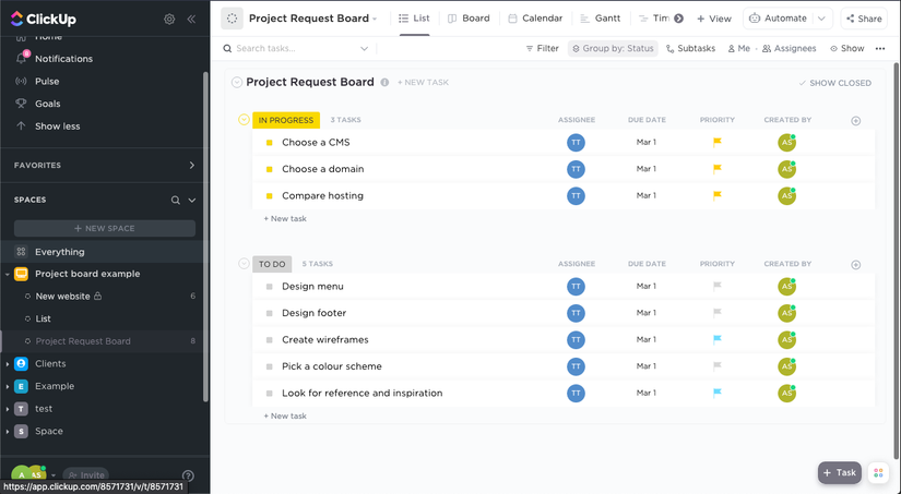 Click Up Large Project How to Build a Project Request Board in ClickUp