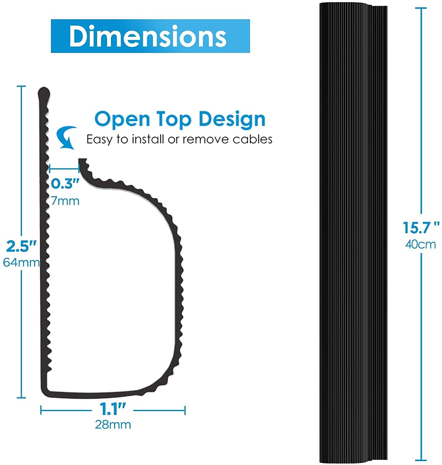 J Channel Cable Raceway Kit dimensions