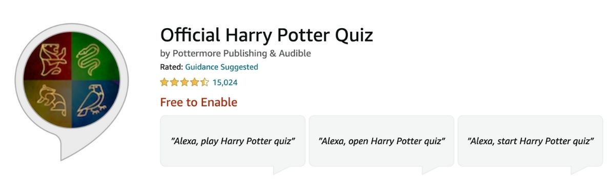 Official Harry Potter Quiz Amazon Alexa 