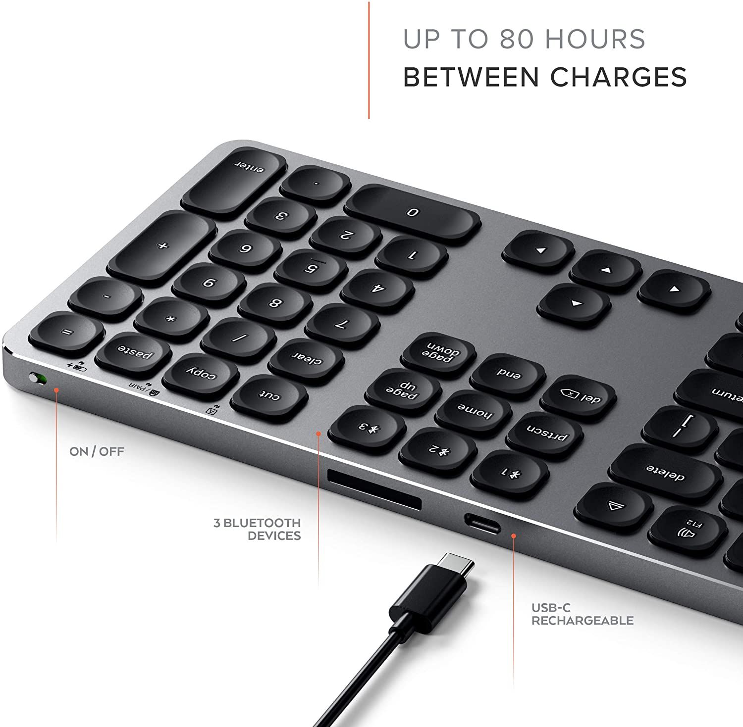Satechi Aluminum Bluetooth Keyboard charging