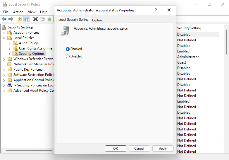 How to Enable or Disable the Built-in Administrator Account in Windows 11
