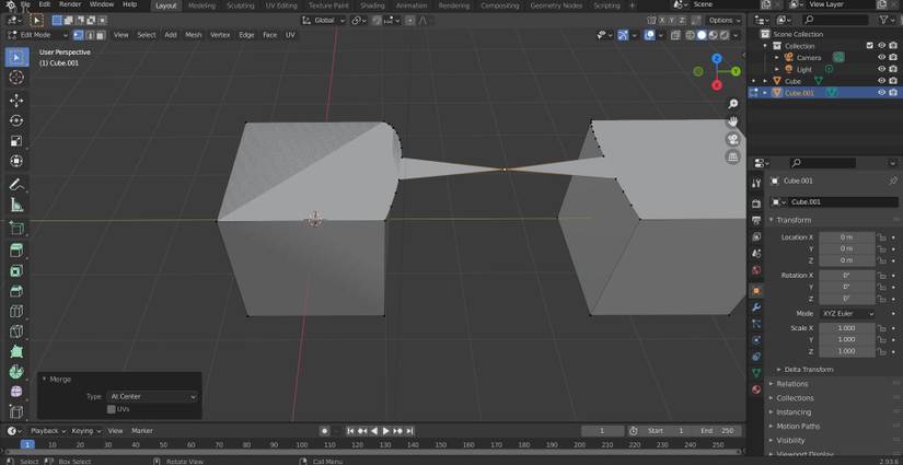 merged edges in blender