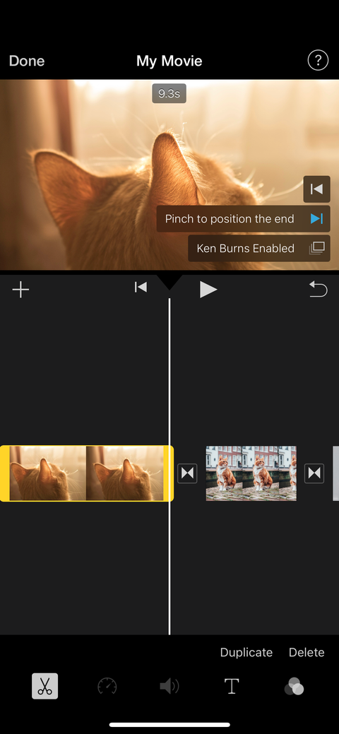 extend photo duration in iphone imovie slideshow 