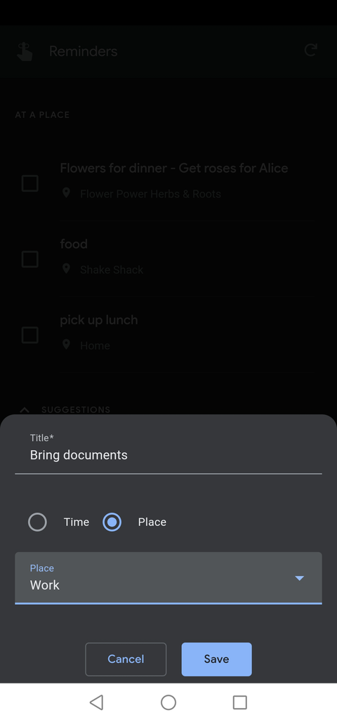 save Google app reminder