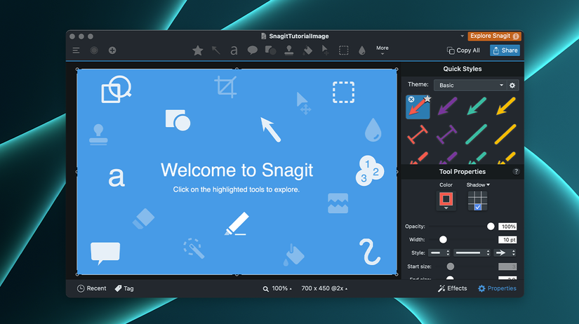 Snagit interface on macOS
