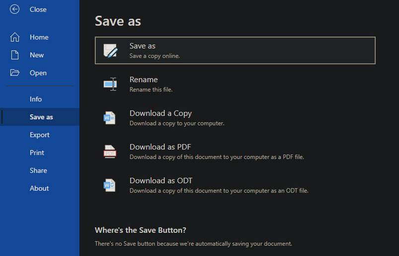 Office Online Save Document